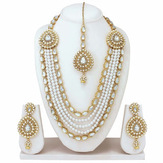 Alloy Gold-plated Jewel Set (White, Gold) ClothsVilla