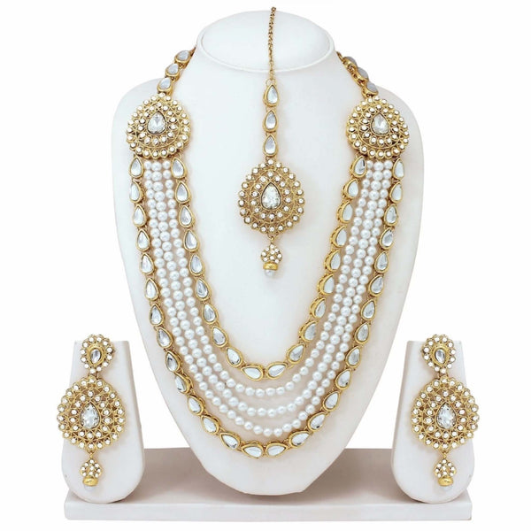Alloy Gold-plated Jewel Set (White, Gold) ClothsVilla