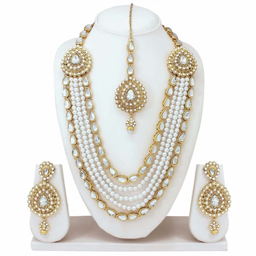 Alloy Gold-plated Jewel Set (White, Gold) ClothsVilla