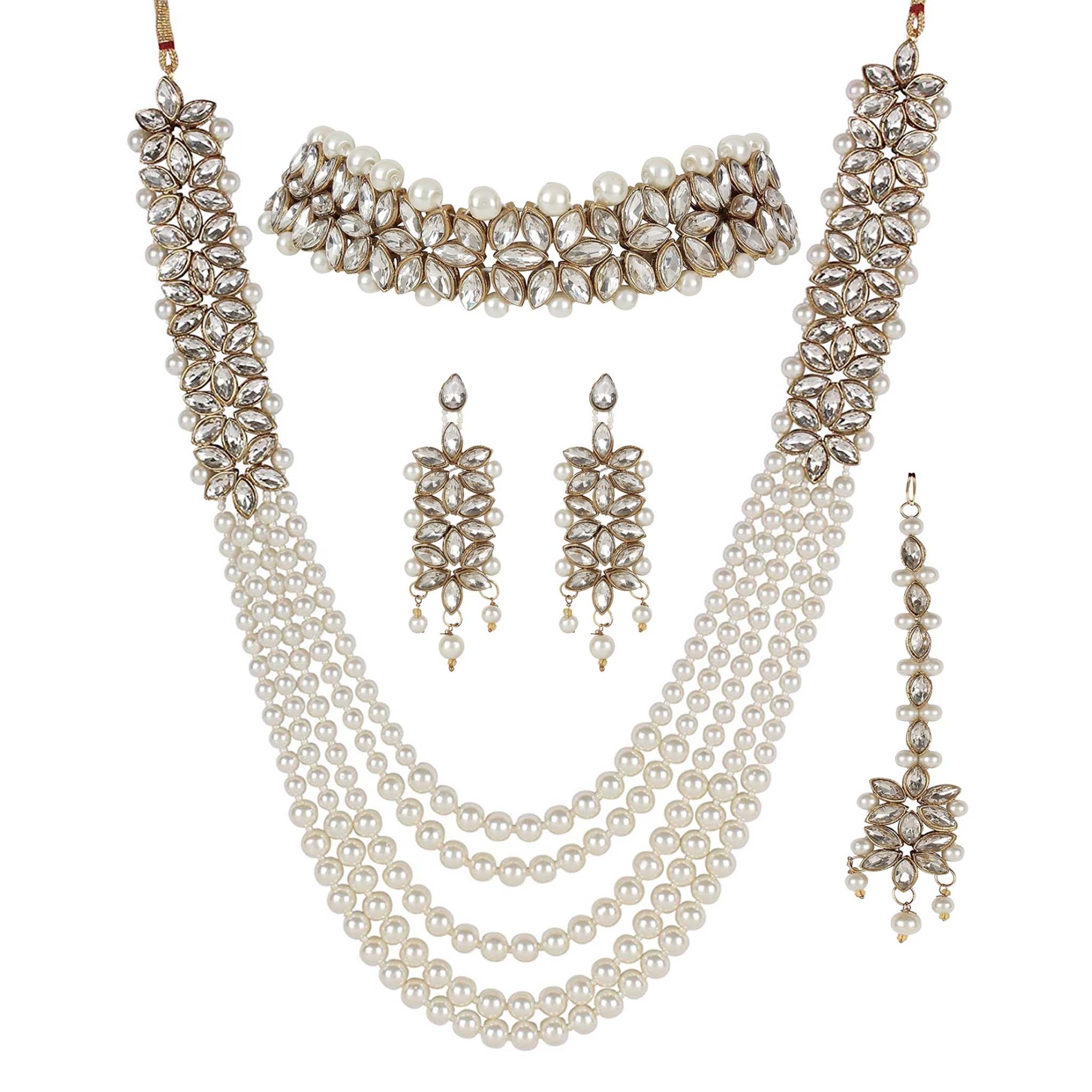 Alloy Jewel Set (Gold, White) ClothsVilla Main image