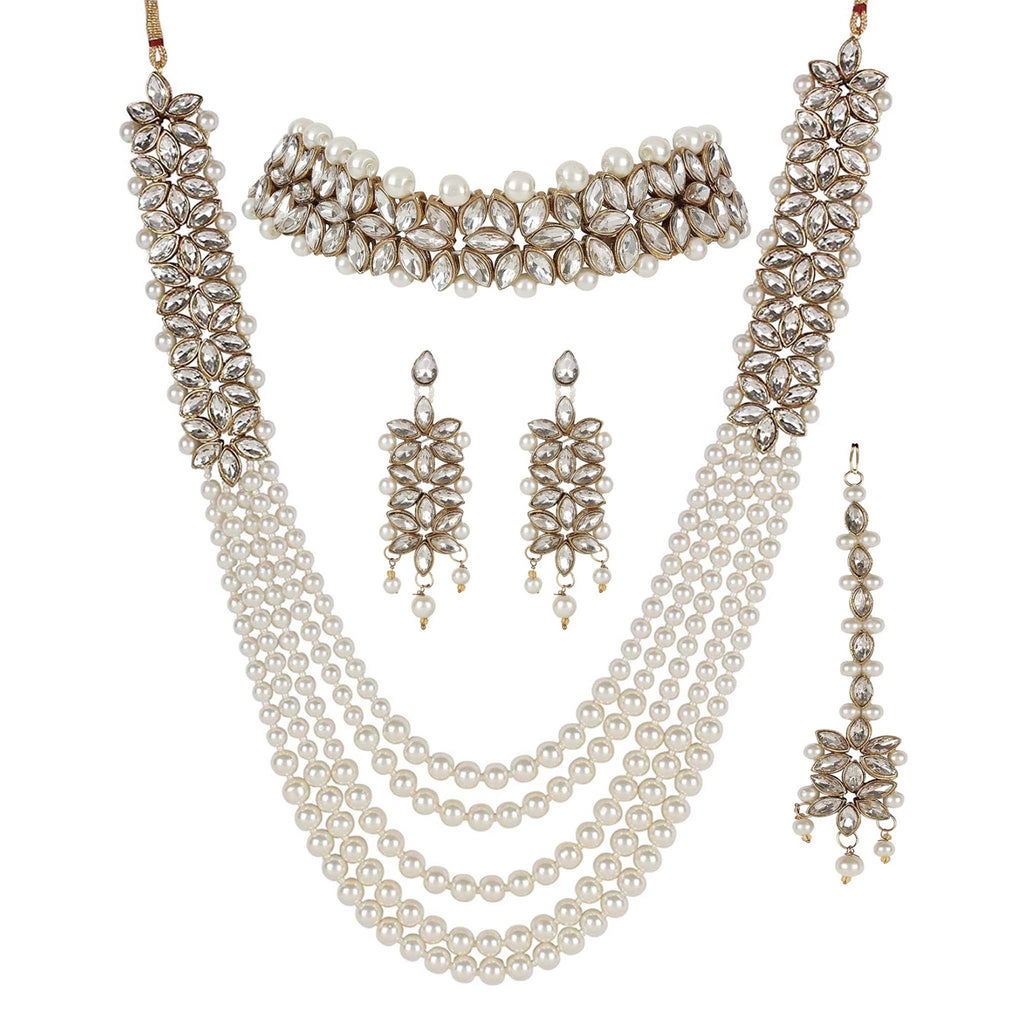 Alloy Jewel Set (Gold, White) ClothsVilla