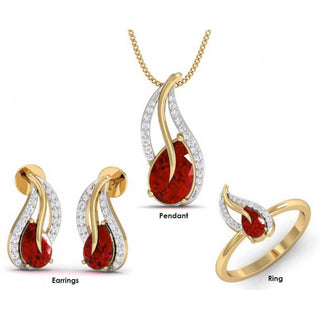 Alloy Jewel Set (Silver, Red) ClothsVilla