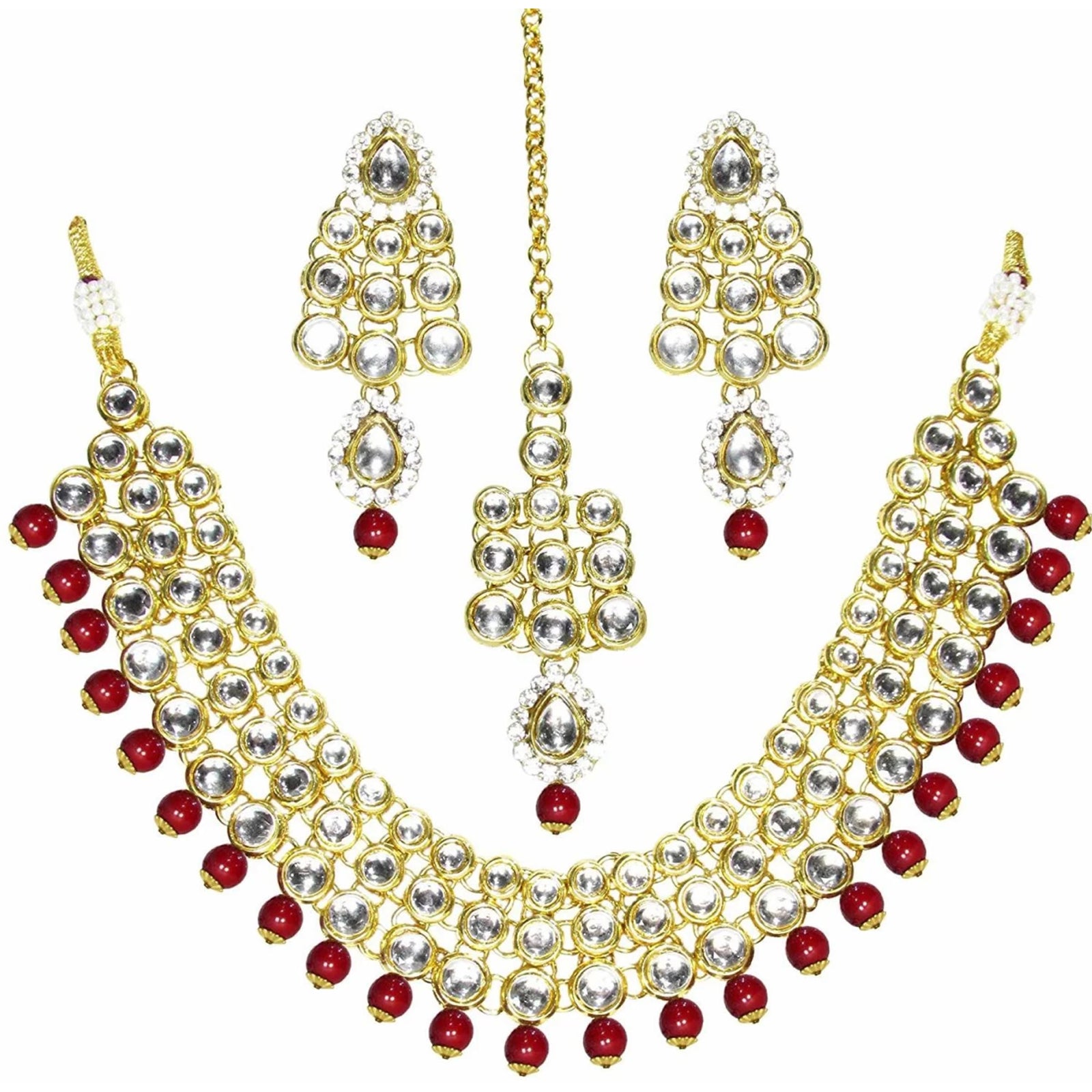 Alloy Jewel Set (White and Red) ClothsVilla