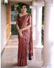 Load image into Gallery viewer, Scintilla Wine Soft Banarasi Silk Saree With Intricate Blouse Piece ClothsVilla