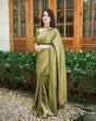 Load image into Gallery viewer, Bucolic Green Soft Kanjivaram Silk Saree With Incredible Blouse Piece ClothsVilla