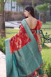 Load image into Gallery viewer, Smashing Red Organza Silk Saree With Demanding Blouse Piece ClothsVilla