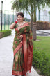 Load image into Gallery viewer, Trendy Green Organza Silk Saree With Dazzling Blouse Piece ClothsVilla