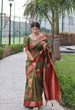 Load image into Gallery viewer, Trendy Green Organza Silk Saree With Dazzling Blouse Piece ClothsVilla