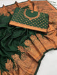 Load image into Gallery viewer, Innovative Dark Green Soft Banarasi Silk Saree With Snazzy Blouse Piece ClothsVilla