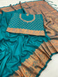 Load image into Gallery viewer, Elegant Firozi Soft Banarasi Silk Saree With Snazzy Blouse Piece ClothsVilla