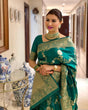 Load image into Gallery viewer, Beautiful Green Soft Silk Saree With Pretty Blouse Piece ClothsVilla