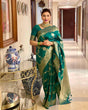 Load image into Gallery viewer, Beautiful Green Soft Silk Saree With Pretty Blouse Piece ClothsVilla