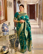 Load image into Gallery viewer, Beautiful Green Soft Silk Saree With Pretty Blouse Piece ClothsVilla