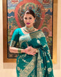 Load image into Gallery viewer, Beautiful Green Soft Silk Saree With Pretty Blouse Piece ClothsVilla
