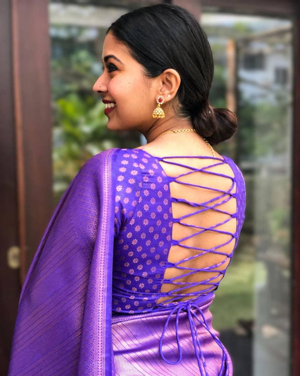 Confounding Blue Soft Kanjivaram Silk Saree With Fragrant Blouse Piece ClothsVilla