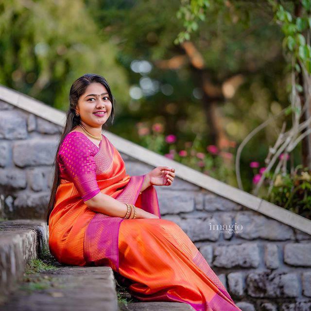 Refreshing Orange Soft Kanjivaram Silk Saree With Beautiful Blouse Piece ClothsVilla
