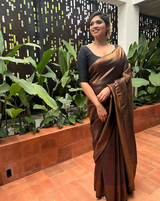 Lovely Black Soft Banarasi Silk Saree With Elaborate Blouse Piece ClothsVilla