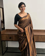 Load image into Gallery viewer, Lovely Black Soft Banarasi Silk Saree With Elaborate Blouse Piece ClothsVilla