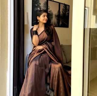 Tremendous Black Soft Banarasi Silk Saree With Elaborate Blouse Piece ClothsVilla