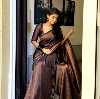 Tremendous Black Soft Banarasi Silk Saree With Elaborate Blouse Piece ClothsVilla