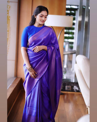 Inspiring Blue Soft Banarasi Silk Saree With Entrancing Blouse Piece ClothsVilla