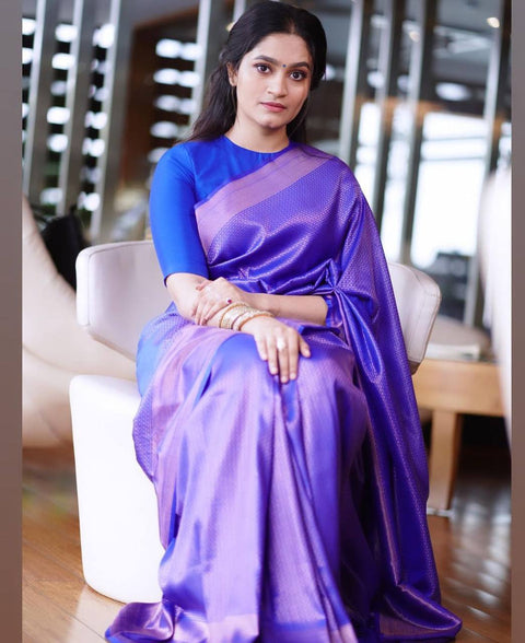 Inspiring Blue Soft Banarasi Silk Saree With Entrancing Blouse Piece ClothsVilla Main image