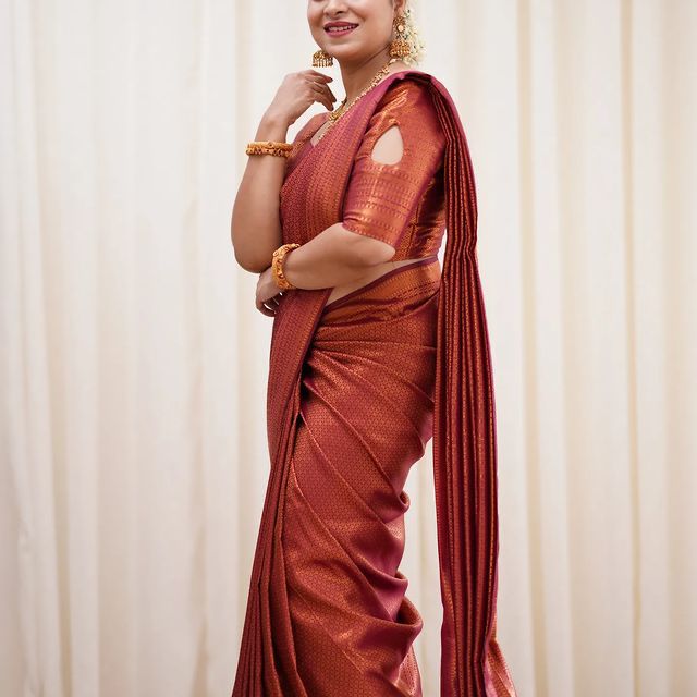 Precious Maroon Soft Banarasi Silk Saree With Wonderful Blouse Piece ClothsVilla
