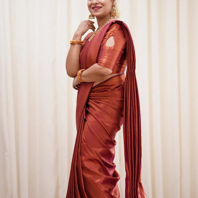 Precious Maroon Soft Banarasi Silk Saree With Wonderful Blouse Piece ClothsVilla