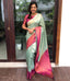A glam Sea Green Soft Banarasi Silk Saree With Adoring Blouse Piece ClothsVilla