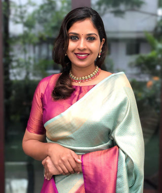 A glam Sea Green Soft Banarasi Silk Saree With Adoring Blouse Piece ClothsVilla