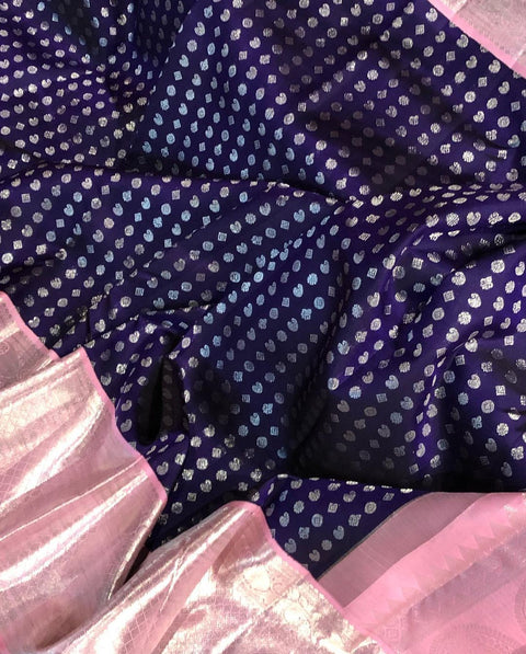 Susurrous Blue Soft Banarasi Silk Saree With Engaging Blouse Piece ClothsVilla Main image