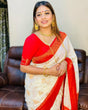 Load image into Gallery viewer, Surreptitious White Soft Banarasi Silk Saree With Artistic Blouse Piece ClothsVilla