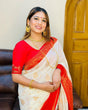 Load image into Gallery viewer, Surreptitious White Soft Banarasi Silk Saree With Artistic Blouse Piece ClothsVilla