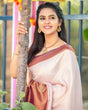 Load image into Gallery viewer, Stunning Beige Soft Kanjivaram Silk Saree With Innovative Blouse Piece ClothsVilla