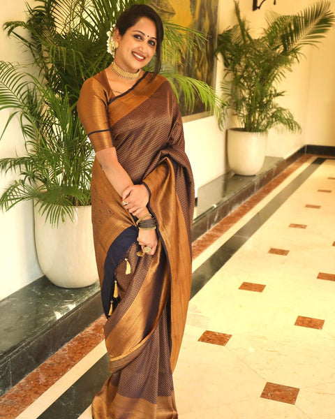 Charming Black Soft Kanjivaram Silk Saree With Surpassing Blouse Piece ClothsVilla Main image