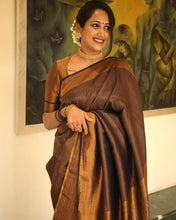 Load image into Gallery viewer, Charming Black Soft Kanjivaram Silk Saree With Surpassing Blouse Piece ClothsVilla