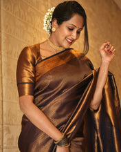 Load image into Gallery viewer, Charming Black Soft Kanjivaram Silk Saree With Surpassing Blouse Piece ClothsVilla