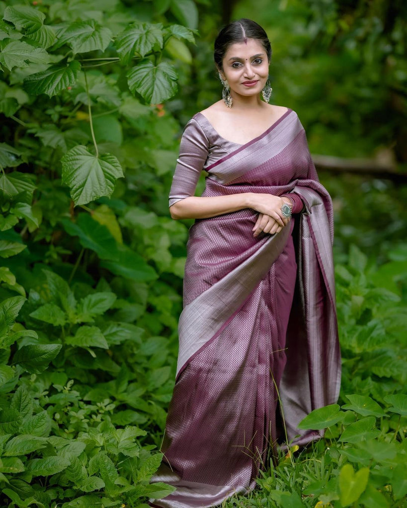 Desultory Brown Soft Kanjivaram Silk Saree With Diaphanous Blouse Piece ClothsVilla