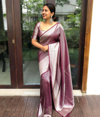 Unique Brown Soft Kanjivaram Silk Saree With Outstanding Blouse Piece ClothsVilla