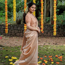 Load image into Gallery viewer, Fugacious Cream Soft Kanjivaram Silk Saree With Gossamer Blouse Piece ClothsVilla