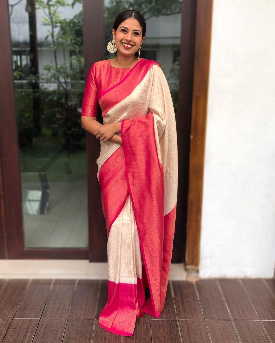 Awesome Off white Soft Kanjivaram Silk Saree With Groovy Blouse Piece ClothsVilla Main image
