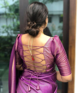 Wonderful Purple Soft Kanjivaram Silk Saree With Precious Blouse Piece ClothsVilla