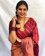Load image into Gallery viewer, Groovy Maroon Soft Banarasi Silk Saree With Prominent Blouse Piece ClothsVilla
