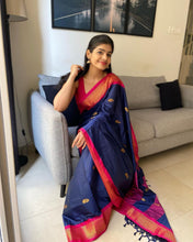 Load image into Gallery viewer, Gorgeous Blue Soft Banarasi Silk Saree With Awesome Blouse Piece ClothsVilla