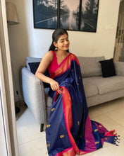 Load image into Gallery viewer, Gorgeous Blue Soft Banarasi Silk Saree With Awesome Blouse Piece ClothsVilla