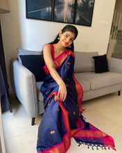 Load image into Gallery viewer, Gorgeous Blue Soft Banarasi Silk Saree With Awesome Blouse Piece ClothsVilla