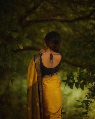 Elegant Yellow Soft Banarasi Silk Saree With Staring Blouse Piece ClothsVilla