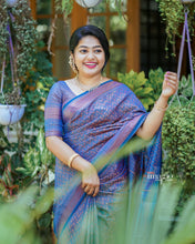 Load image into Gallery viewer, Scrumptious Blue Soft Silk Saree With Luxuriant Blouse Piece ClothsVilla