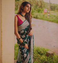 Load image into Gallery viewer, Appealing Rama Soft Silk Saree With Deserving Blouse Piece ClothsVilla