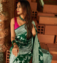 Load image into Gallery viewer, Appealing Rama Soft Silk Saree With Deserving Blouse Piece ClothsVilla